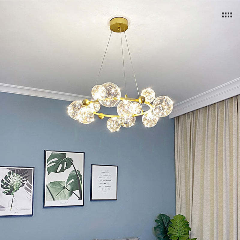 Valentina Kreis Kronleuchter Metall Glas Wohnzimmer Schlafzimmer Esszimmer