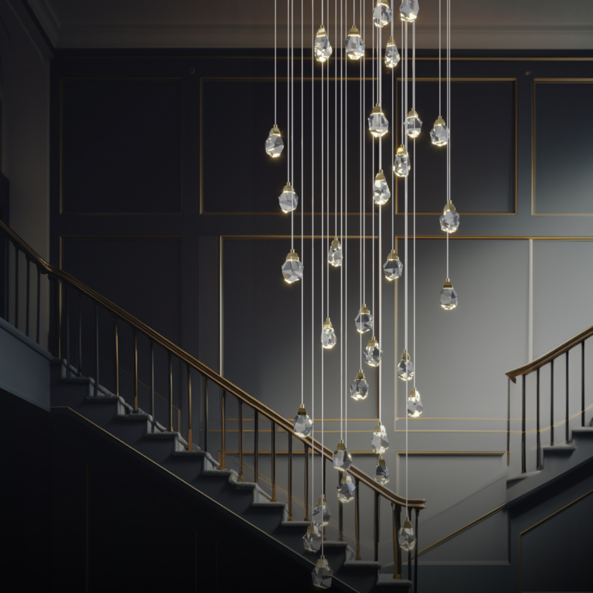 Kristy Design LED Kronleuchter Gold Glas/Metall Schlafzimmer