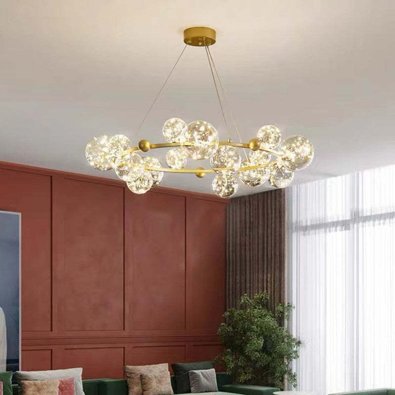 Valentina Kreis Kronleuchter Metall Glas Wohnzimmer Schlafzimmer Esszimmer