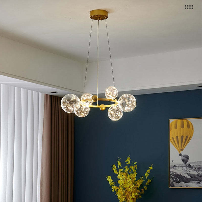 Valentina Kreis Kronleuchter Metall Glas Wohnzimmer Schlafzimmer Esszimmer