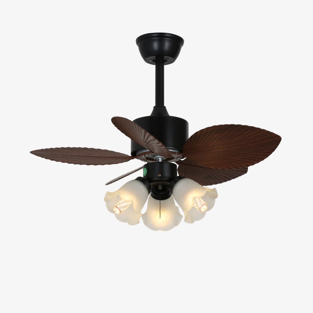 Rinirian Vintage Holz Deckenventilator mit Beleuchtung