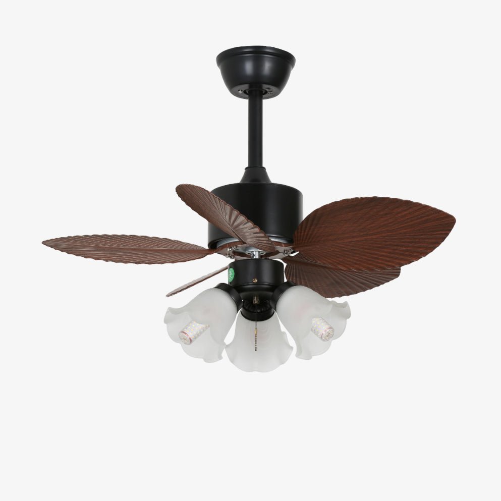 Rinirian Vintage Holz Deckenventilator mit Beleuchtung