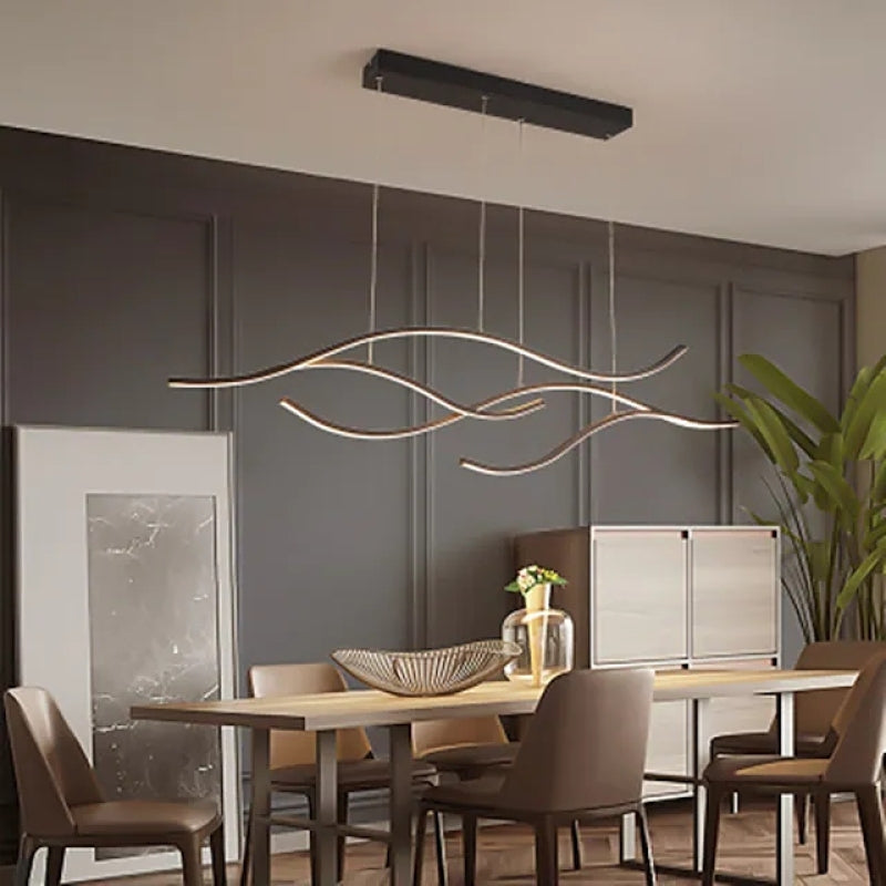 Arisha LED Pendelleuchte Linear Esszimmer, Schwarz/Gold, Metall