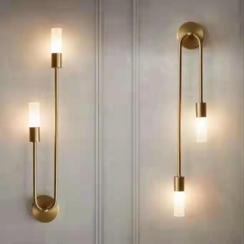 Kristy  Wandleuchte 2 Flammig Doppelwandiges Design Gold Wohnzimmer