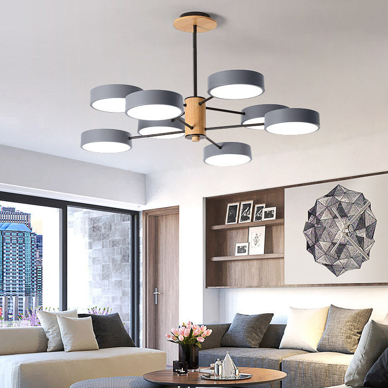 Arisha Modern Kronleuchter Geometrische Wohnzimmer, Metall Holz, 3 Farben