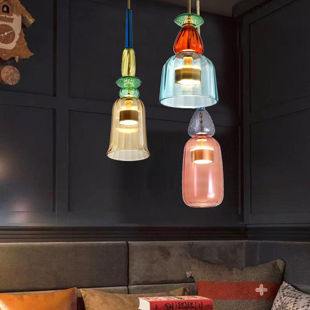 Valentina Modern LED Tasse Glas Pendelleuchte 6 Farben Wohnzimmer