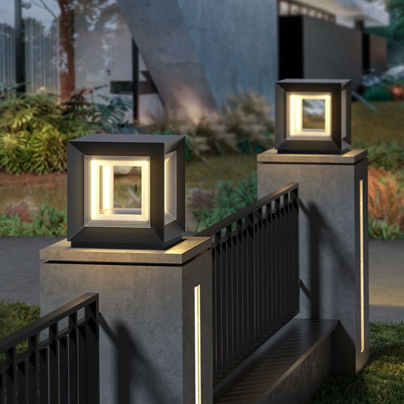 Ray Zeitgenössische LED Außenlampen Würfel, Schwarz, Garten, Metall