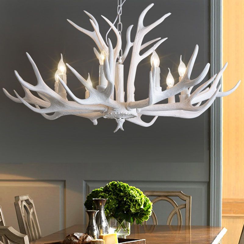 Epoch Vintage  Kronleuchter Horn Natur Weiß/Braun/Kaffee Wohnzimmer Harz