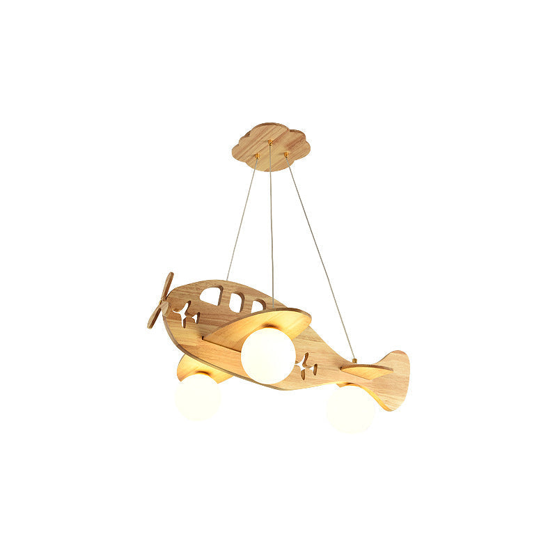 Aria Modern Pendelleuchte Flugzeugform Kugel Kinderzimmer, Holz Acryl