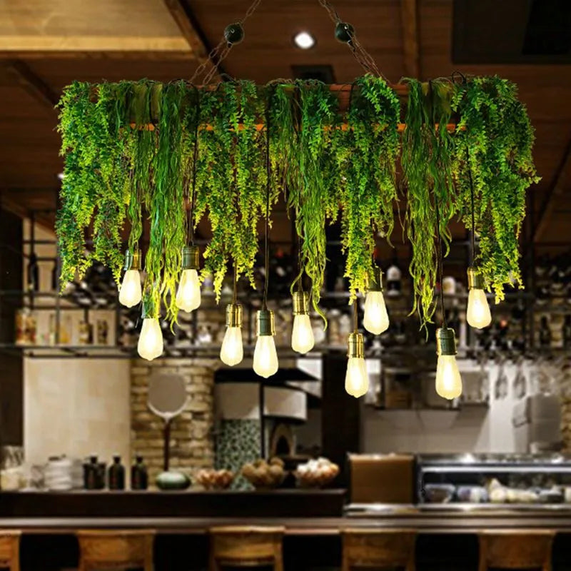 Ritta  Pendelleuchte Natur Grün Rechteckig Ess/Wohnzimmer Modern LED
