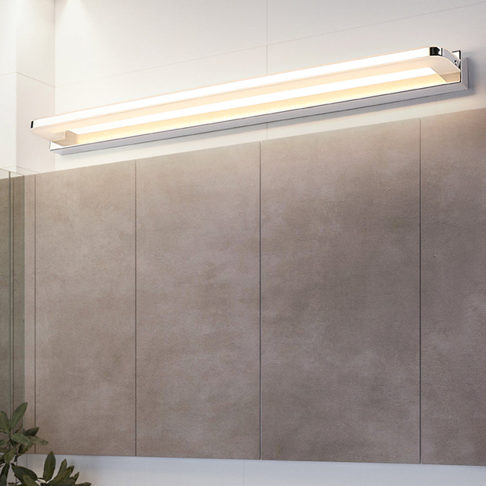 Arisha Nordic Linear Metall Spiegelfront Wandleuchte, Chrom/Schwarz, Schlafzimmer