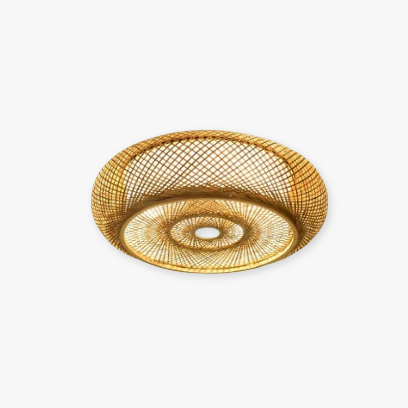 Ritta Vintage Zylinder LED Deckenleuchte Gold Wohnzimmer/Schlafzimmer Rattan