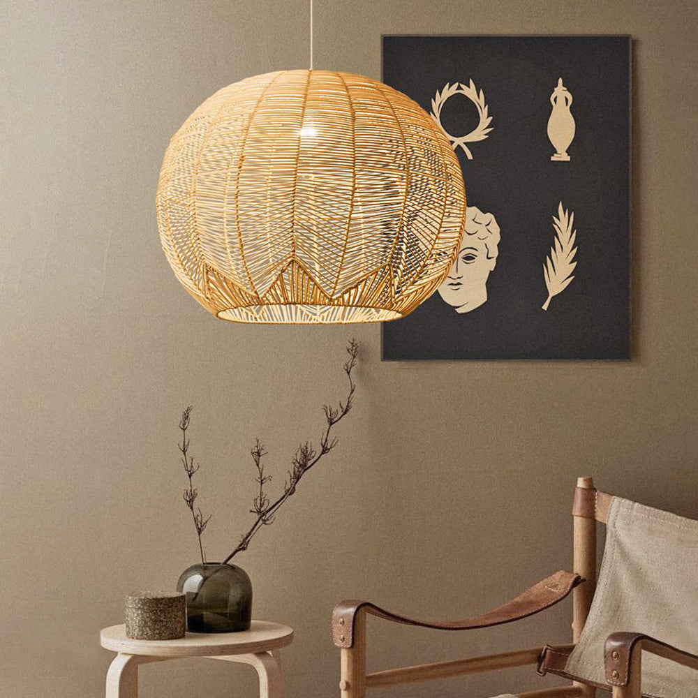 Ritta Boho Runde LED Pendelleuchte Wohnzimmer/Esstisch Holz