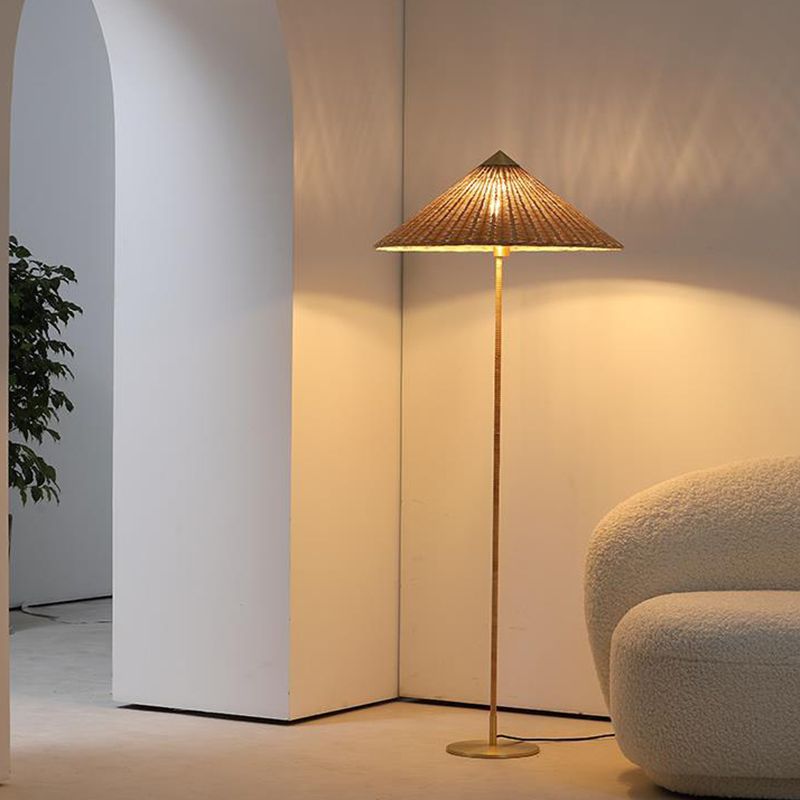 Muto Moderne Metall Stehlampe, Weiß/Holz, Schlafzimmer