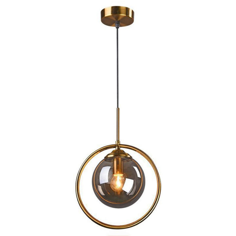 Arisha Nodic Kugel Pendelleuchte Transparent/Aschgrau/Cognac Schlafzimmer Glas