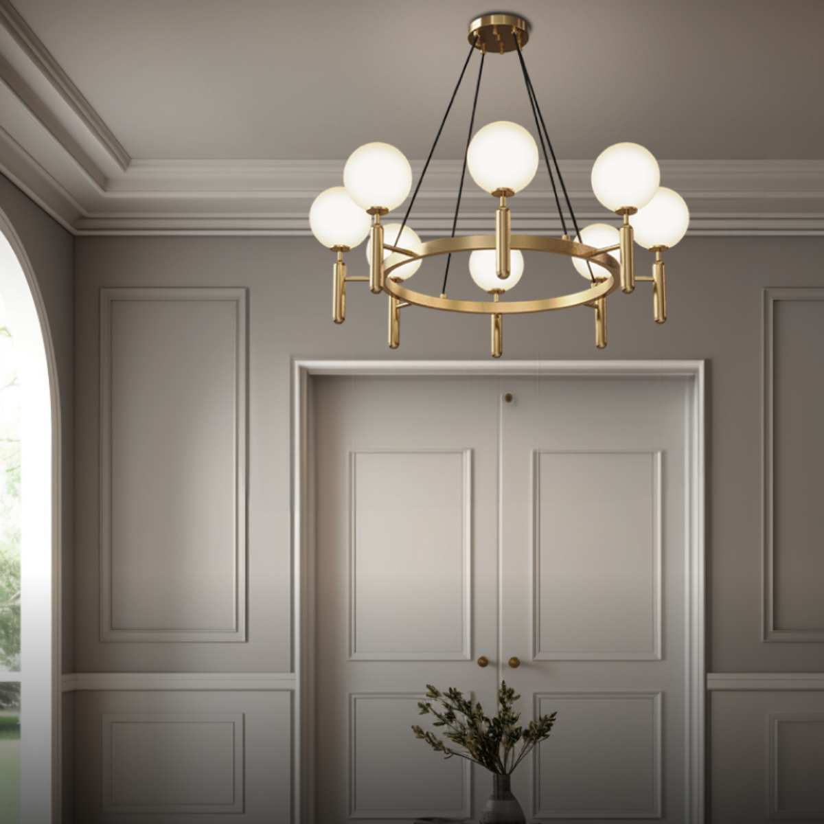 Kristy Modern/Rund LED Kronleuchter Gold Glas/Metall Wohnzimmer