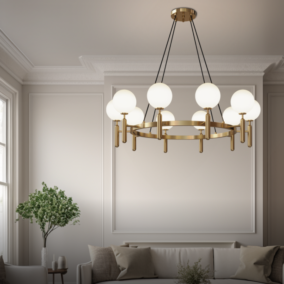 Kristy Modern/Rund LED Kronleuchter Gold Glas/Metall Wohnzimmer