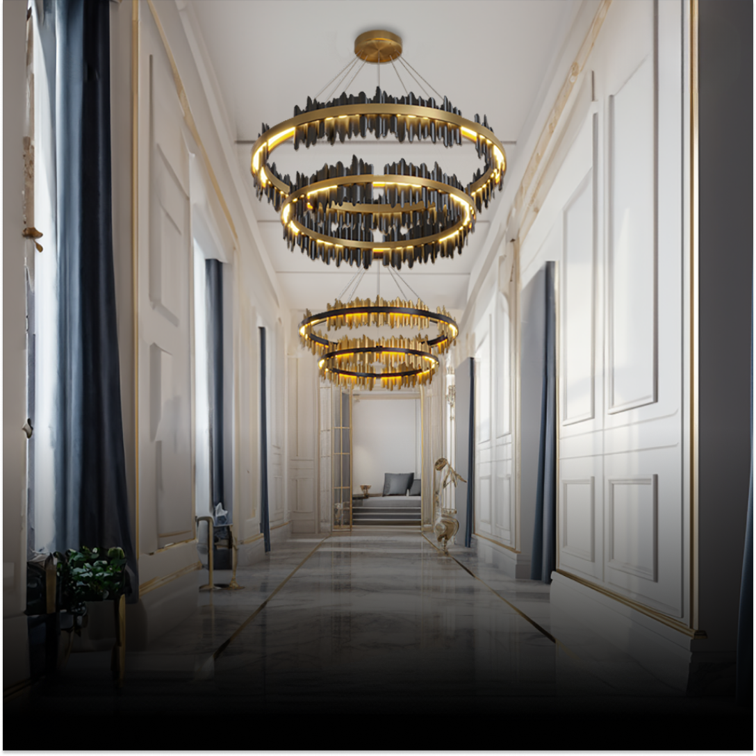 Kristy Industrial LED Kronleuchter Gold Metall Schalf/Wohnzimmer