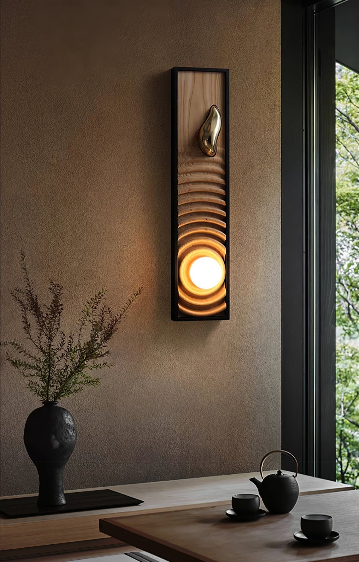 Caleb Vintage Holz-Wandleuchte