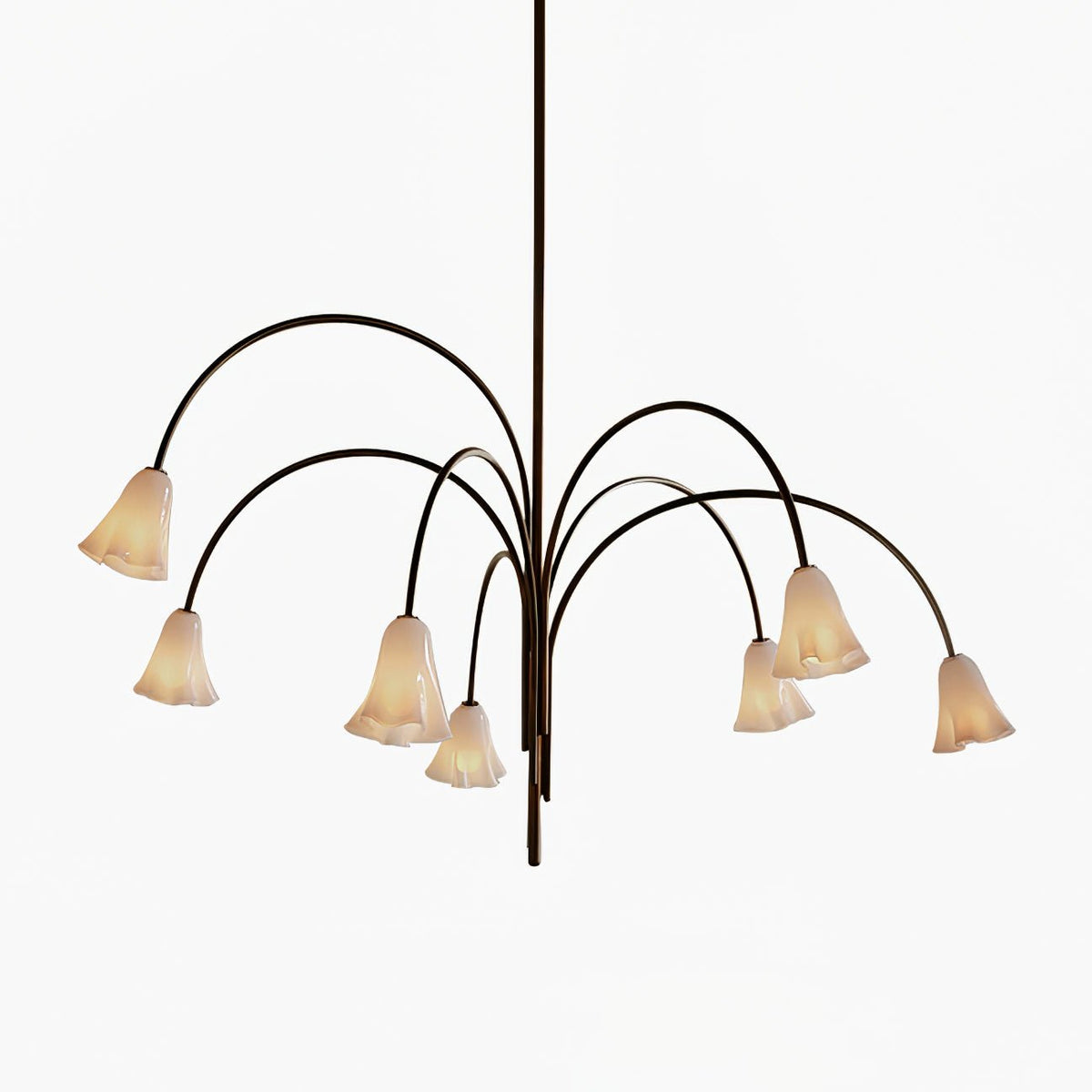 Lioreriel Kronleuchter Blossom Petal aus Glas mit geschwungenen Armen
