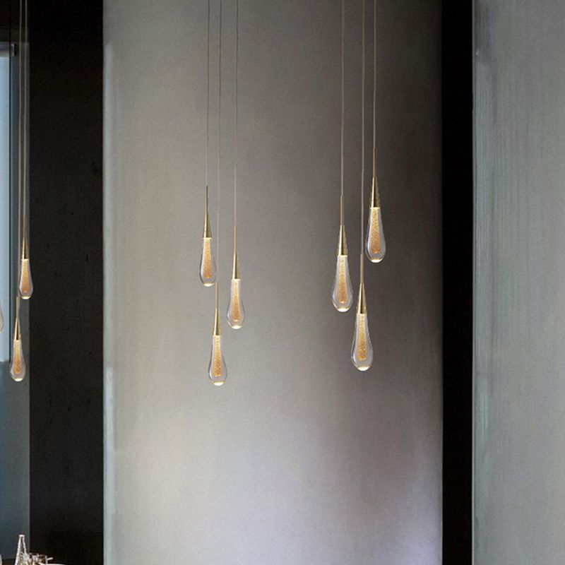 Kristy Pendelleuchte Tropfenform Gold Schlafzimmer Kristall/Metall 1/3/5-flammig