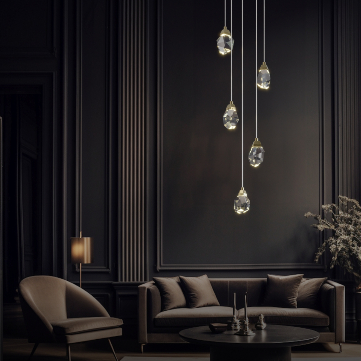 Kristy Design LED Kronleuchter Gold Glas/Metall Schlafzimmer