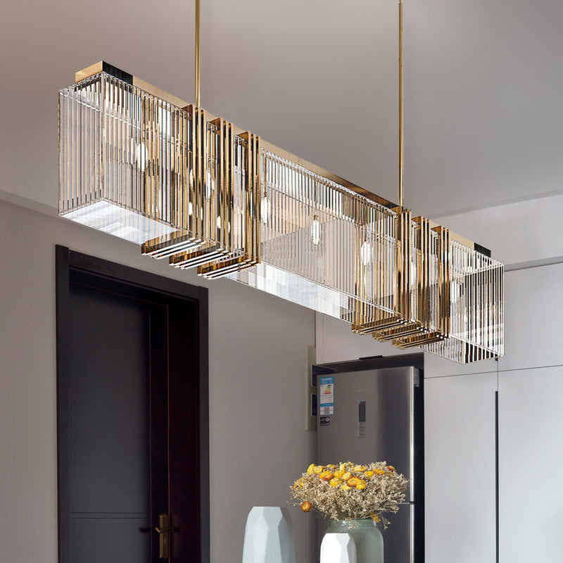 Kristy Vintage Rechteckig LED Pendelleuchte Gold Esszimmer/Bar Acryl&Metall