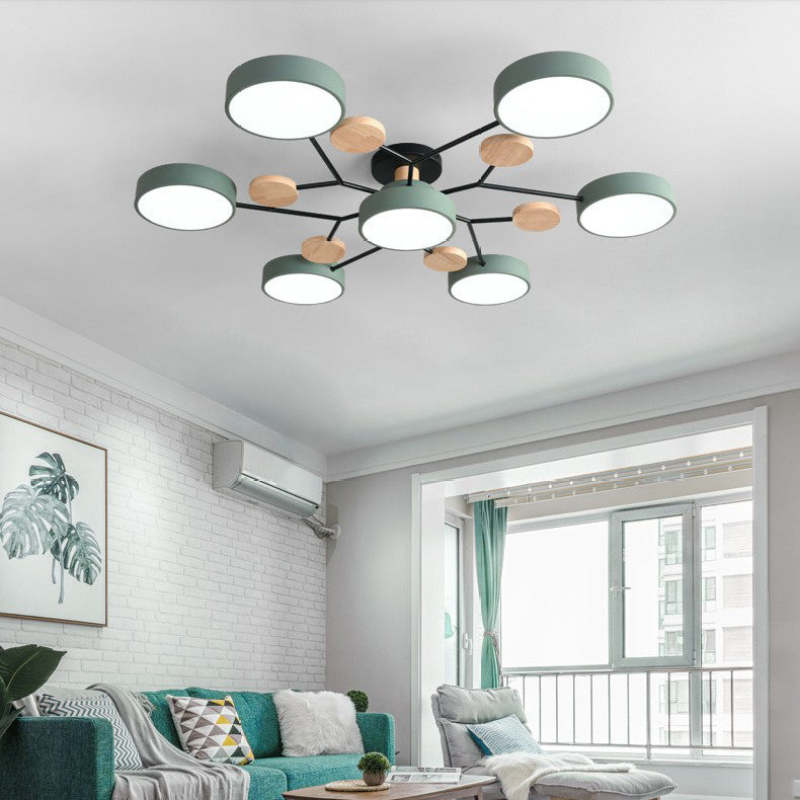 Muto Deckenleuchte Holz  Modern Rund LED Weiß Schlaf/Wohnzimmer