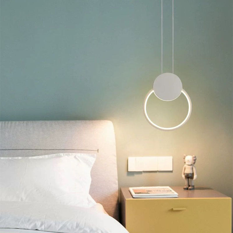 Arisha Minimalistisch Pendelleuchte Ring Schwarz/Weiß Wohnzimmer