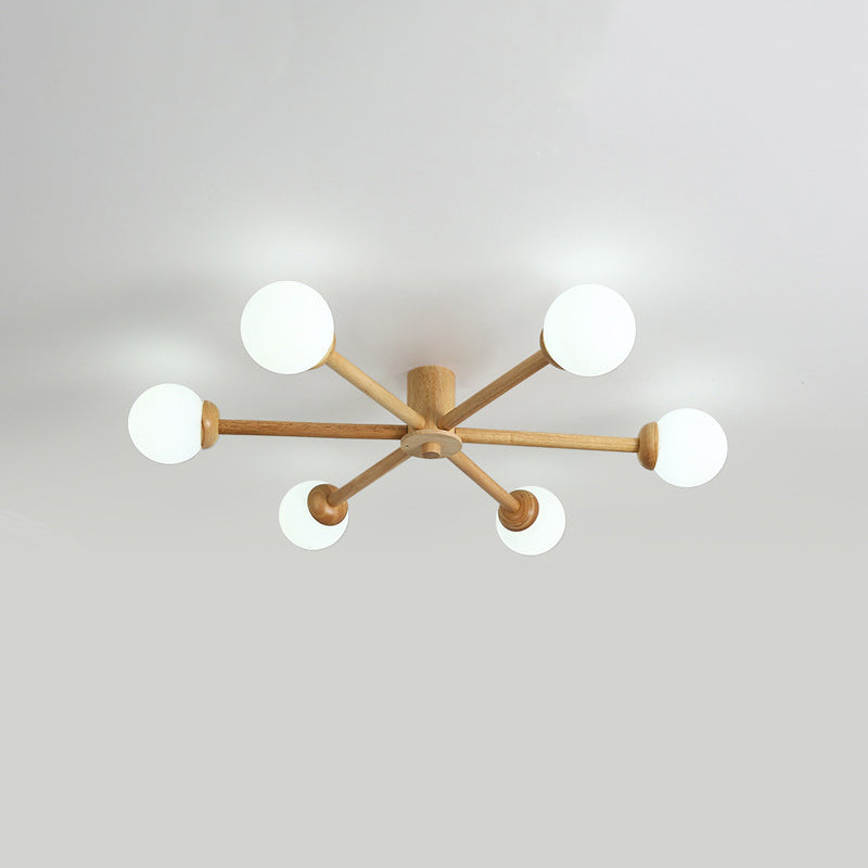 Muto Modern LED Deckenleuchte Ess/Wohn/Schlafzimmer Holz/Glas
