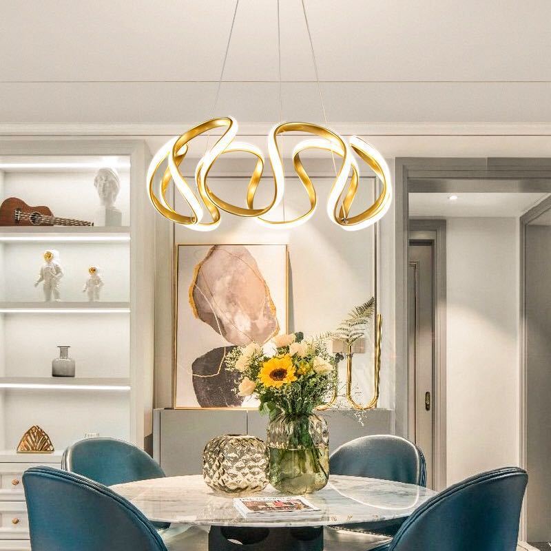 Arisha Lotus Design Pendelleuchte  LED Unregelmäßige Blume Gold/Silber