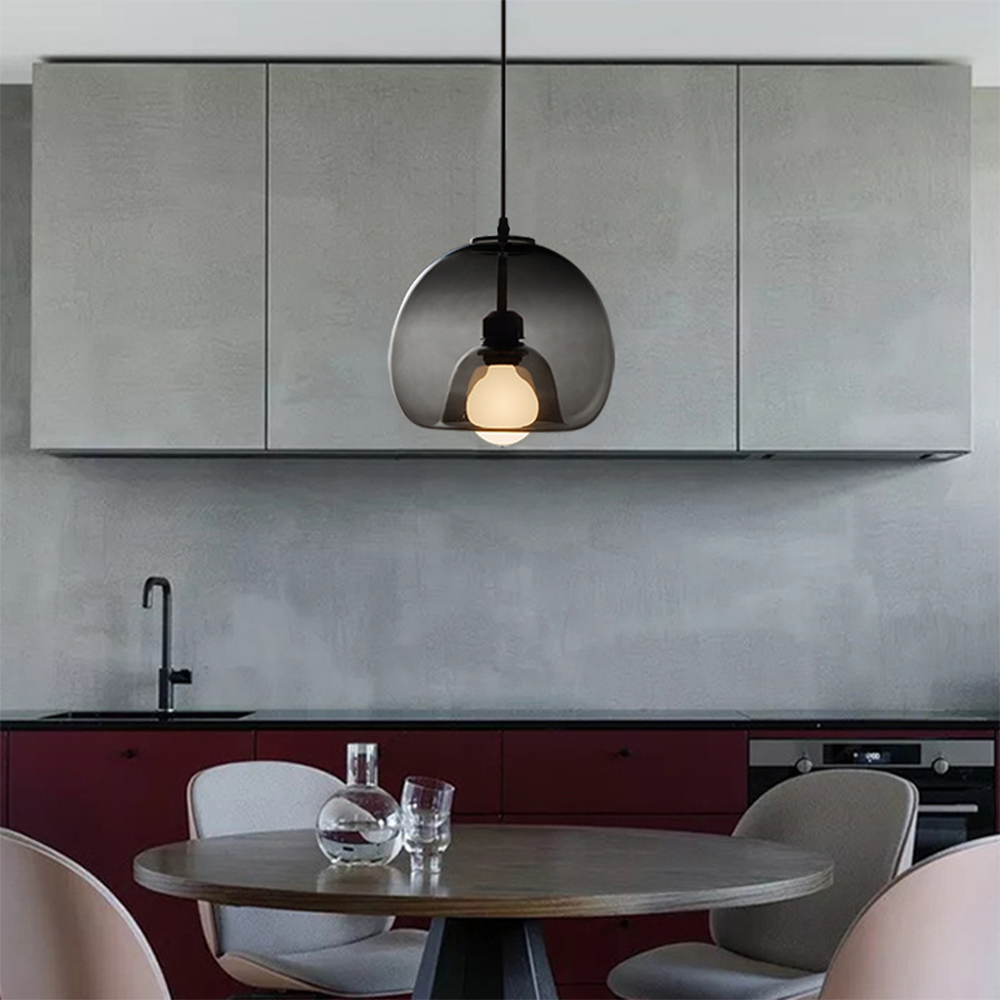 Valentina Modern Globe Pendelleuchte Grau Schlafzimmer Glas/Metall
