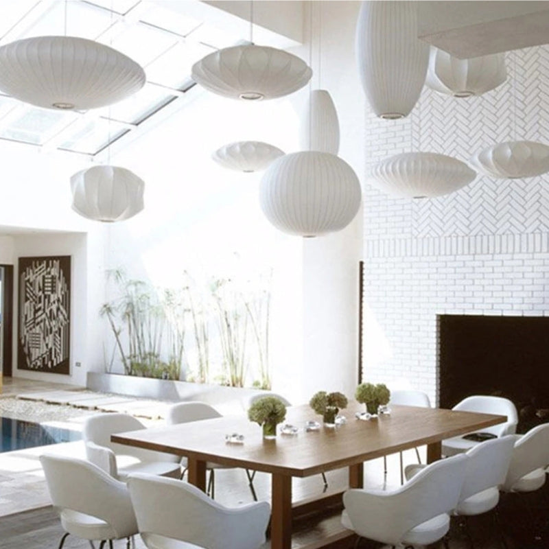 Ritta Modern LED Pendelleuchte Weiß Wohnzimmer/Esstisch Metall&Stoff