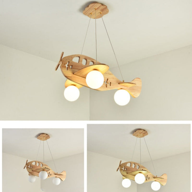 Aria Modern Pendelleuchte Flugzeugform Kugel Kinderzimmer, Holz Acryl