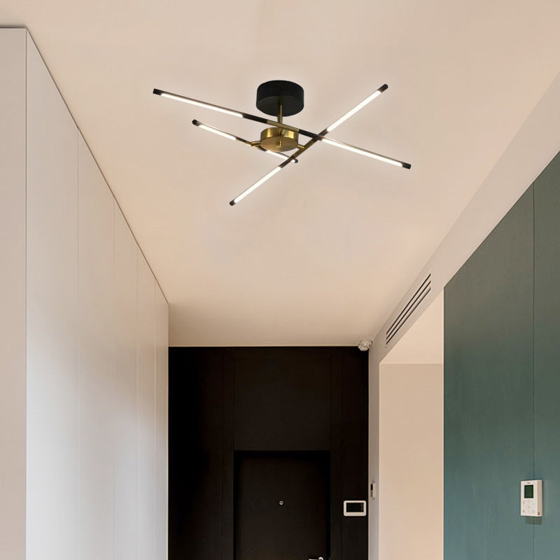 Arisha Modern Linear LED Deckenleuchte Schwarz/Gold Wohn/Schlafzimmer Metall/Acryl Multi-Flammig