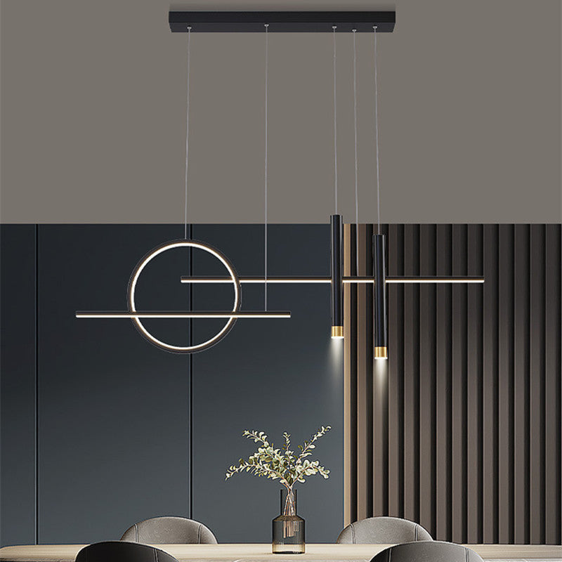 Arisha Modern Pendelleuchte Ring Linear Esszimmer, Schwarz/Gold, Metall