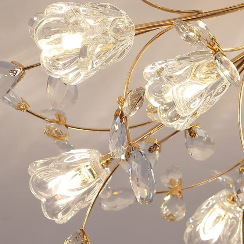 Kristy Deckenleuchte  Blume Design LED Gold Wohn/Schlaf/Kinderzimmer Flur Glas