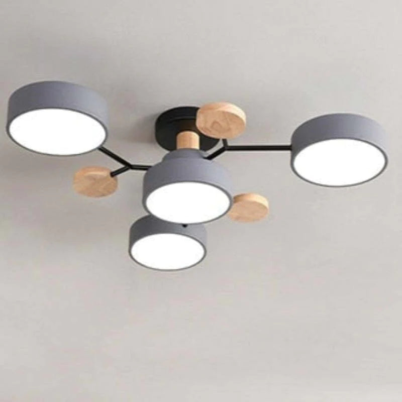 Muto Deckenleuchte Holz  Modern Rund LED Weiß Schlaf/Wohnzimmer