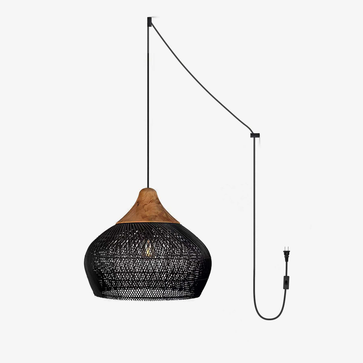 Canirora Pendelleuchte Rattan Swag Geflochten