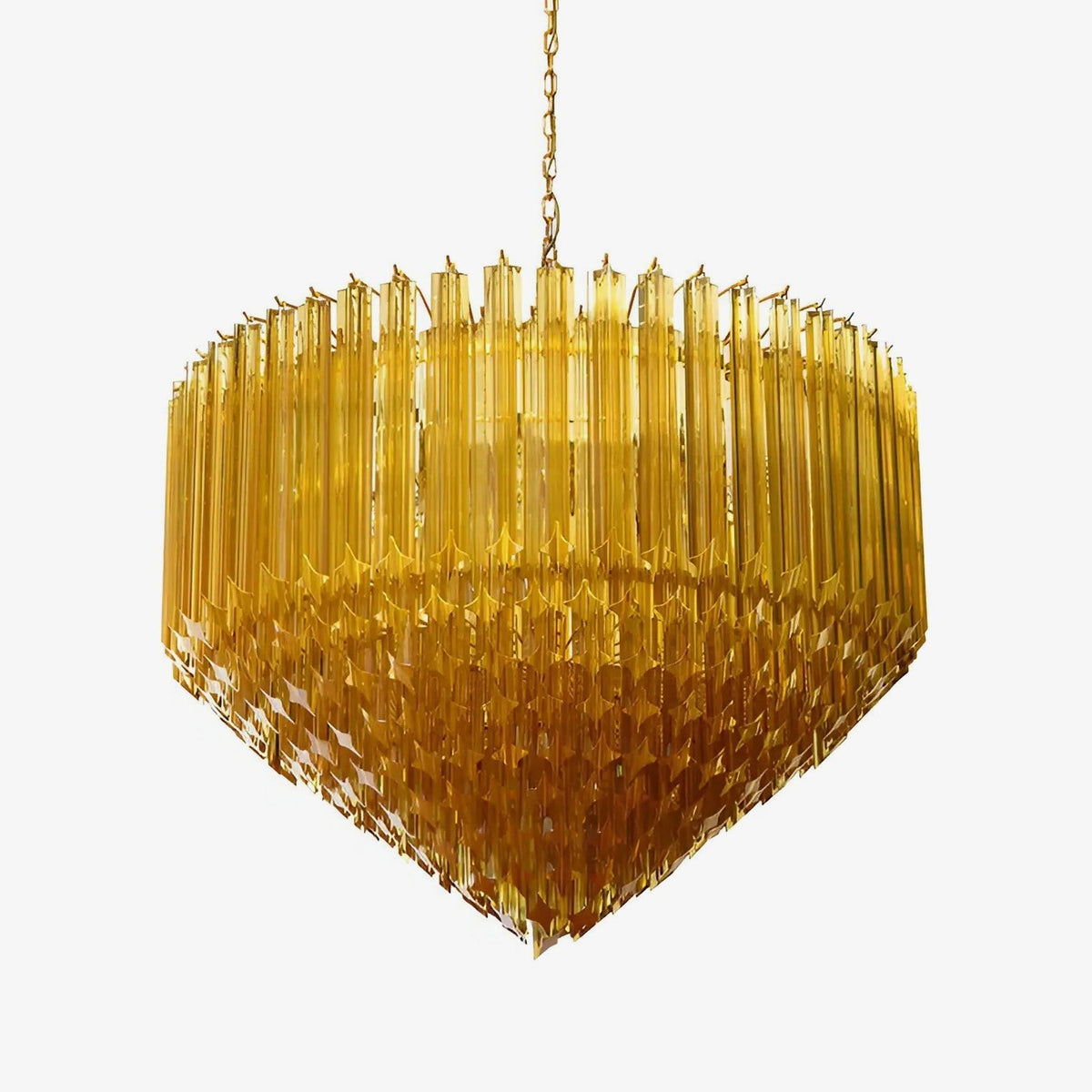 Celiselle Kronleuchter aus bernsteinfarbenem Murano-Glas mit Prismen Grand Art