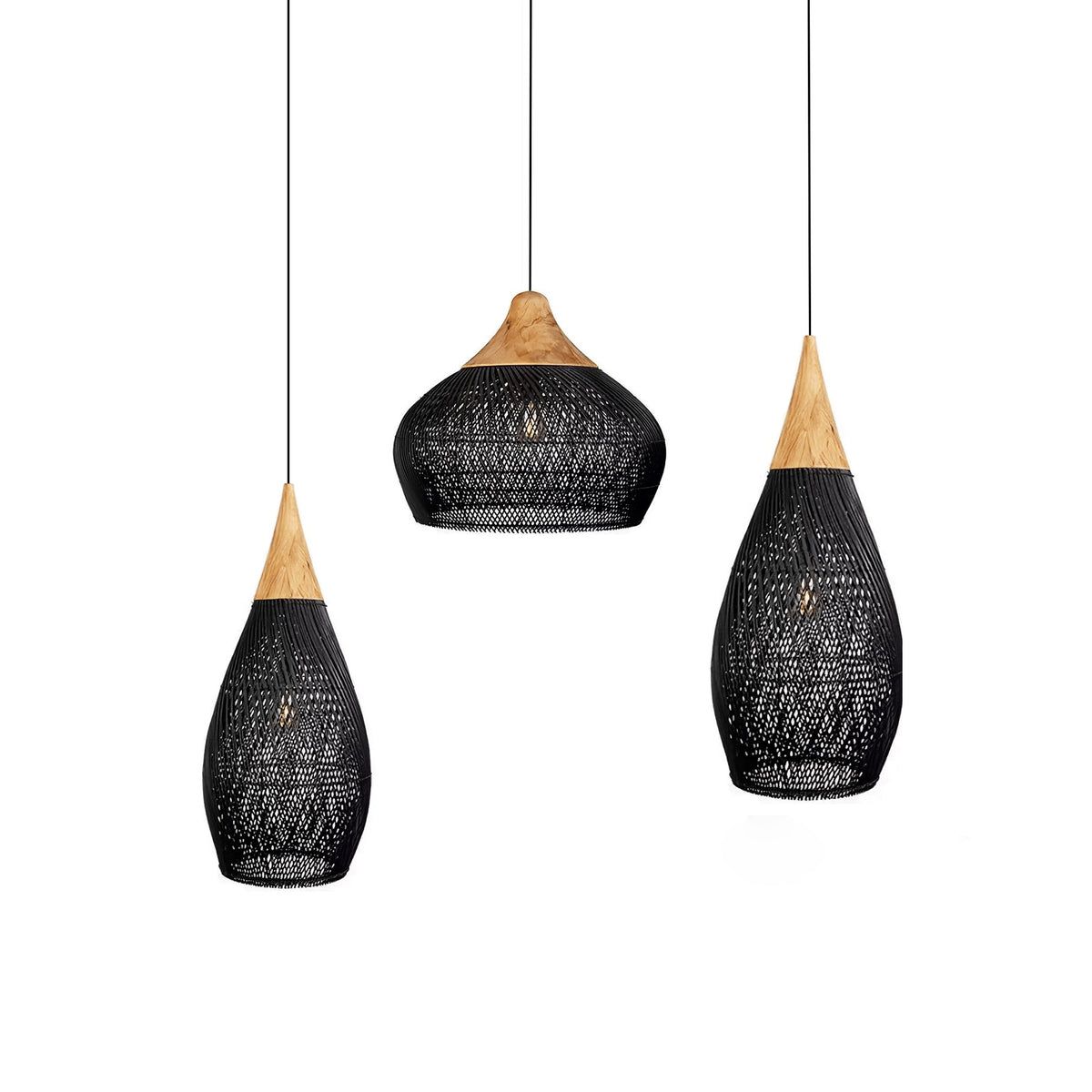 Solavn Rattan-Holz-Pendelleuchte