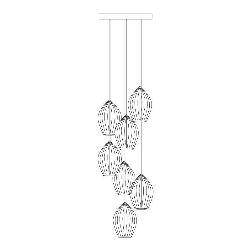Virove Pendelleuchte aus Keramik mit gerippter Oberfläche in Knochen-Optik elegant