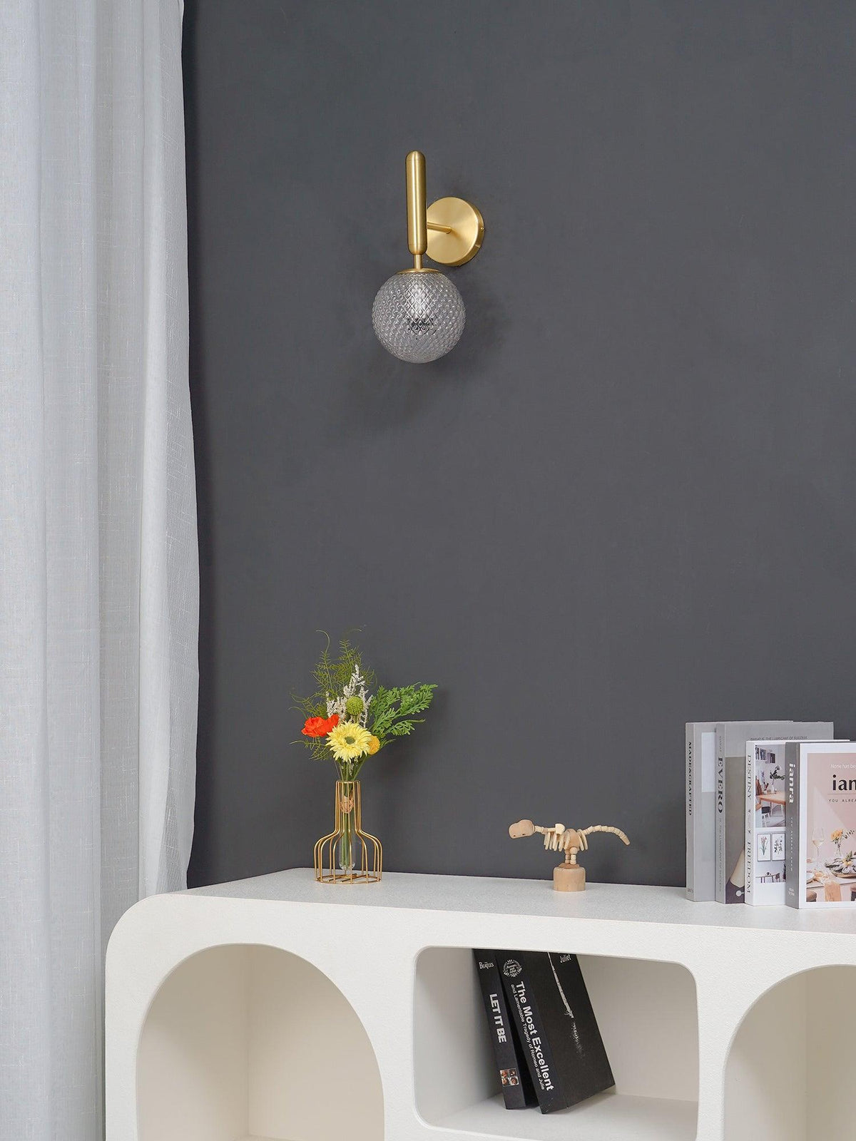 Kynlo Wandleuchte Mit Stecker Transparent Optisches Glas Kugel Nordisch Minimalistisch für Schlafzimmer