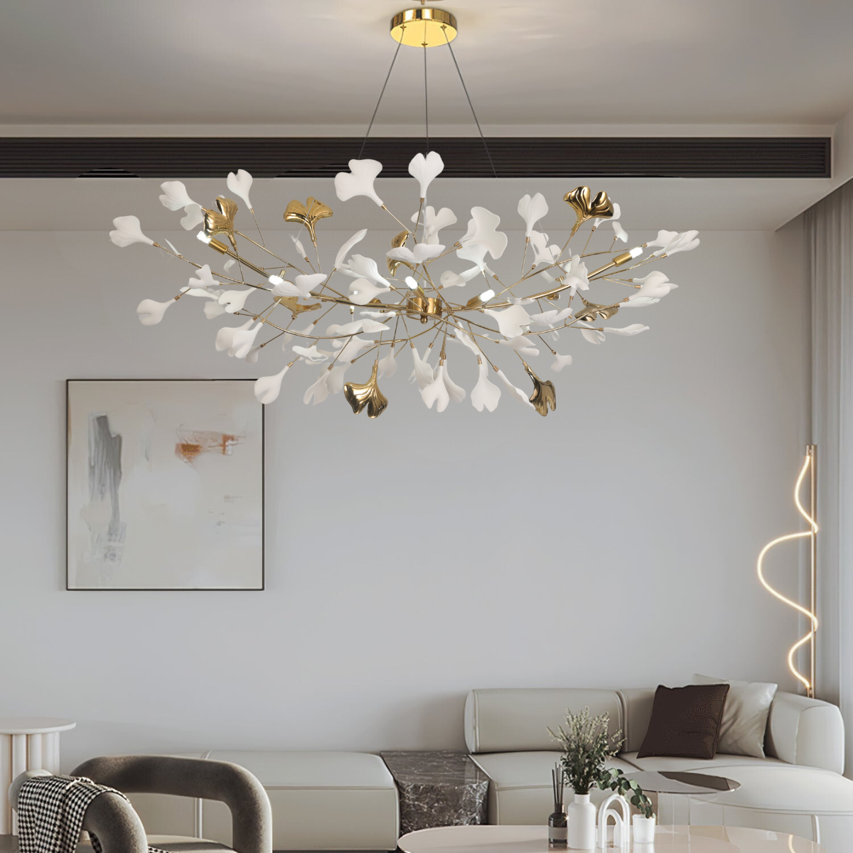 Olivia  Modern Luxuriöser gold Kronleuchter aus Metall und Keramik