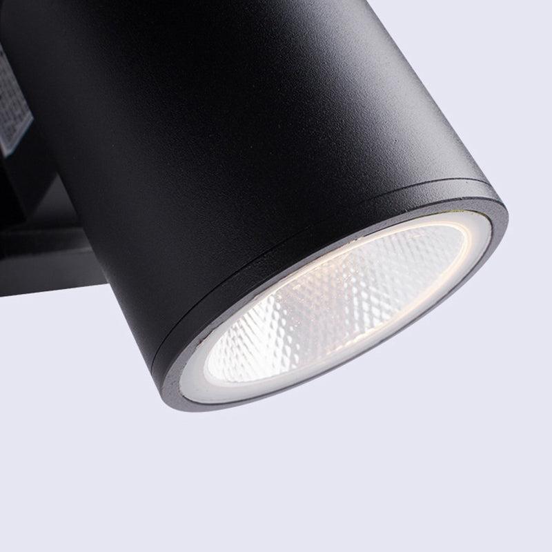 Ray Modern LED Wandleuchte Doppelkopf Zylinder Schwarz Außen Metall/Glas