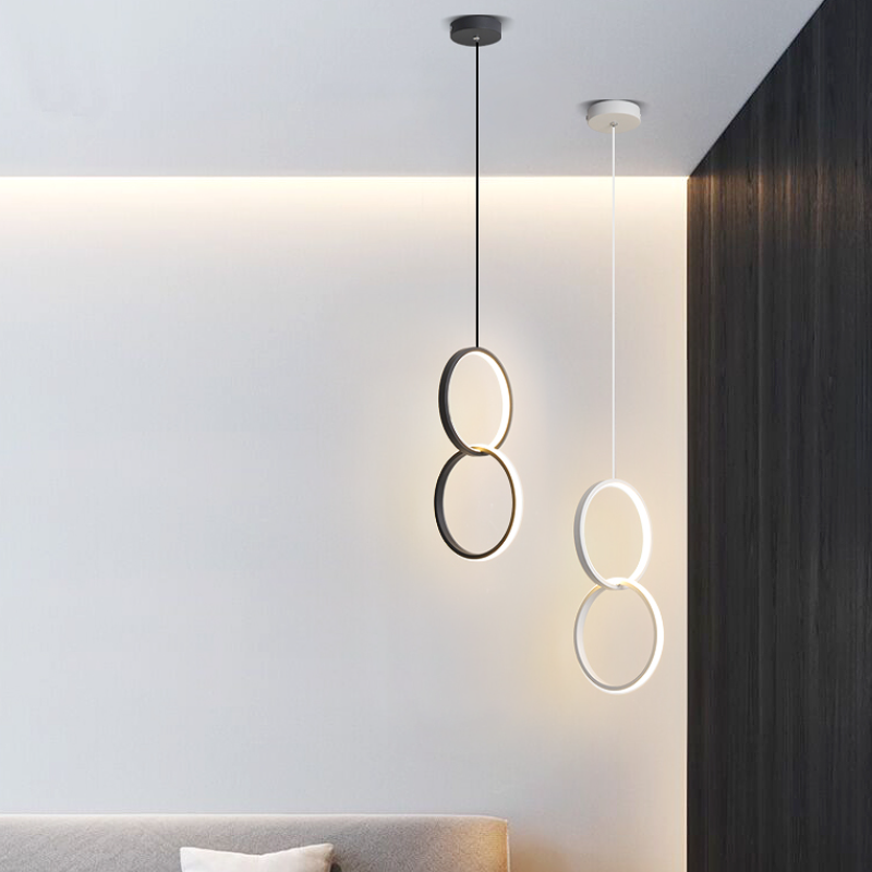 Arisha Minimalistisch Pendelleuchte Ring Schwarz/Weiß Wohnzimmer