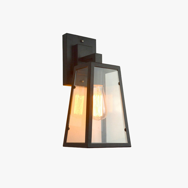 Silva Retro Industrie LED Wandleuchte, Flur/Garten/Balkon, Schwarz, Metall Glas