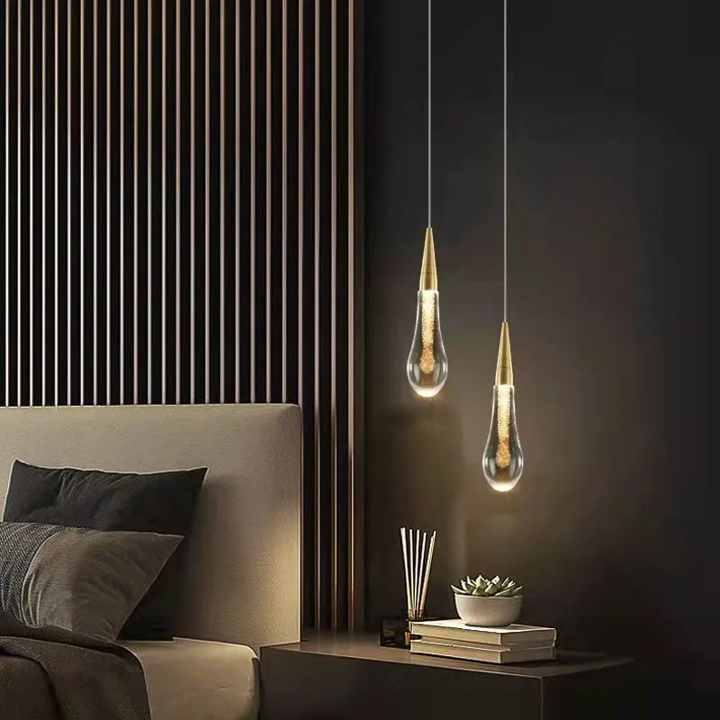 Kristy Kreative Pendelleuchte Glastropfen Gold Schlafzimmer/Esszimmer Glas