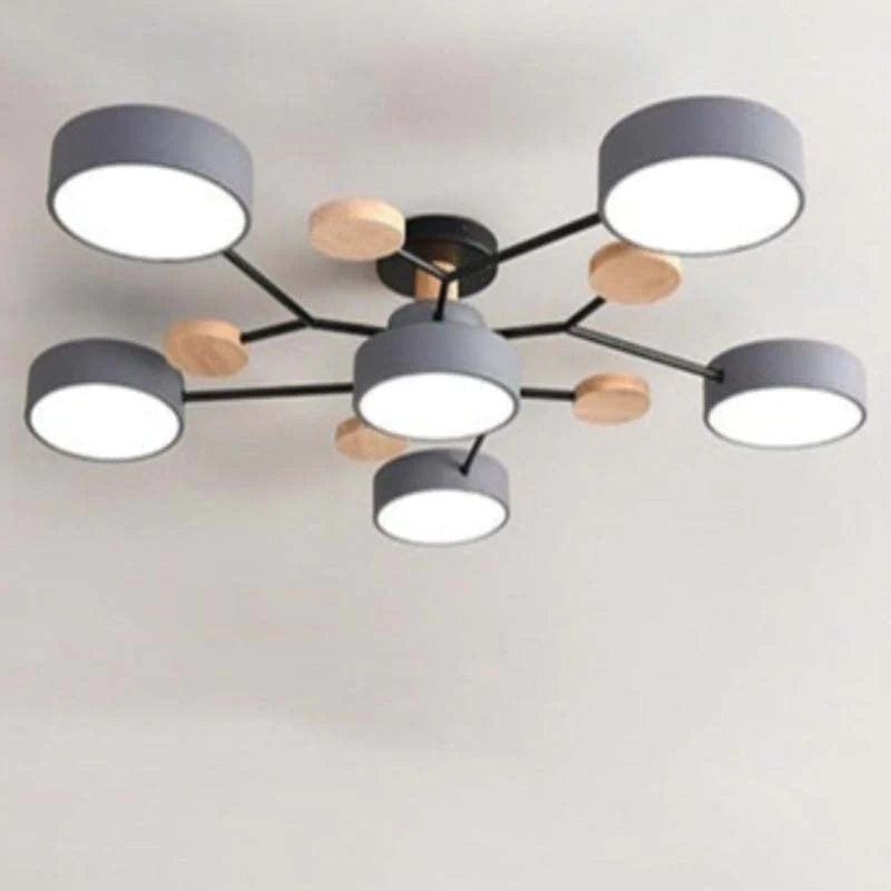Muto Deckenleuchte Holz  Modern Rund LED Weiß Schlaf/Wohnzimmer