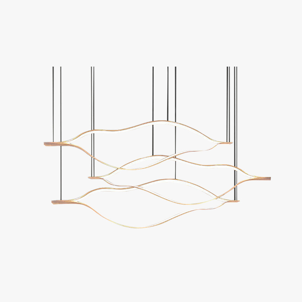 Arisha Modern Linear Geometrisch LED Pendelleuchte Gold Wohnzimmer Metall Acryl